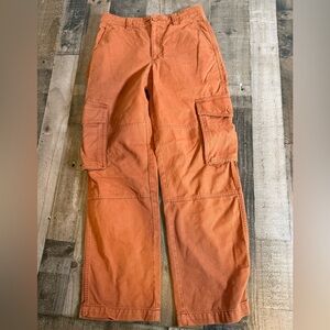 Aritzia TNA Cargo Pants Orange Rust Wide Leg Utility Streetwear Y2K Size 6